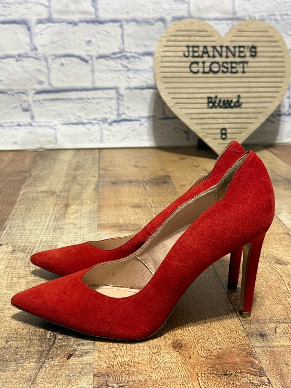 Napoleoni Italian High Heel Red Shoes. Suede on the outside, leather on the insi